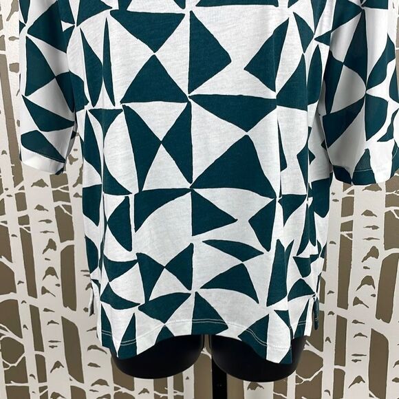 Ann Taylor LOFT Geometric Print Chiffon Sleeve T-Shirt M NEW - Picture 9 of 11